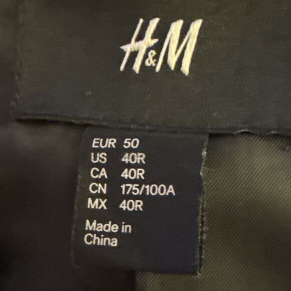 H&M Men's Blazer Sport Coat Jacket 40R Velvet Black One Button Satin Trim Lapel - Picture 2 of 11